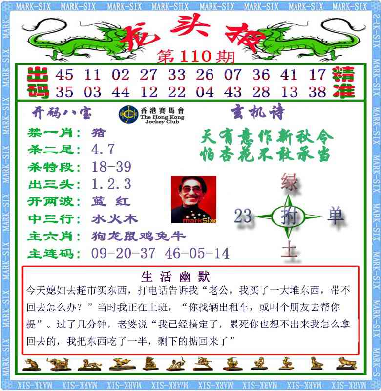 六合彩110期马经龙头报（荐）