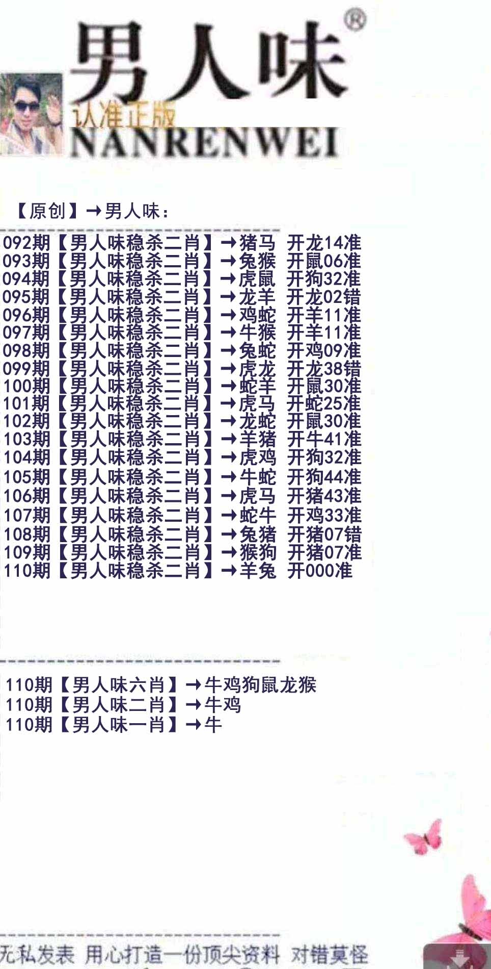 六合彩110期男人味