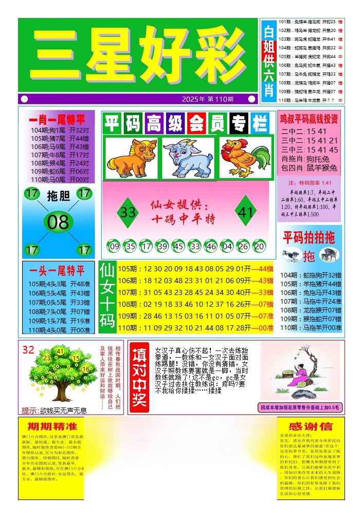 六合彩110期三星好彩4