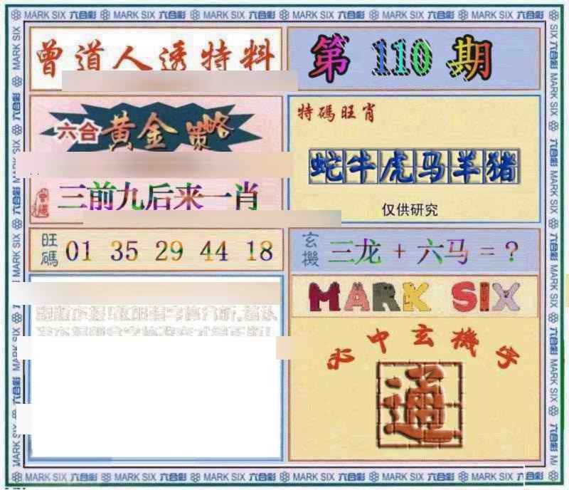 六合彩110期曾道人透特