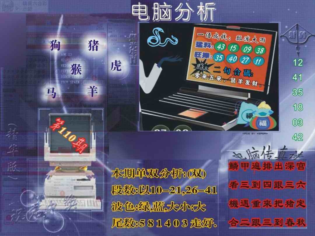 六合彩110期正版电脑分析贴士