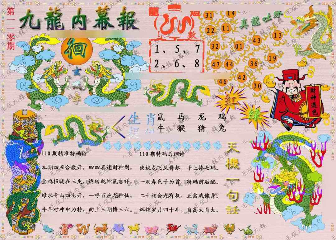 六合彩110期正版九龙内幕报