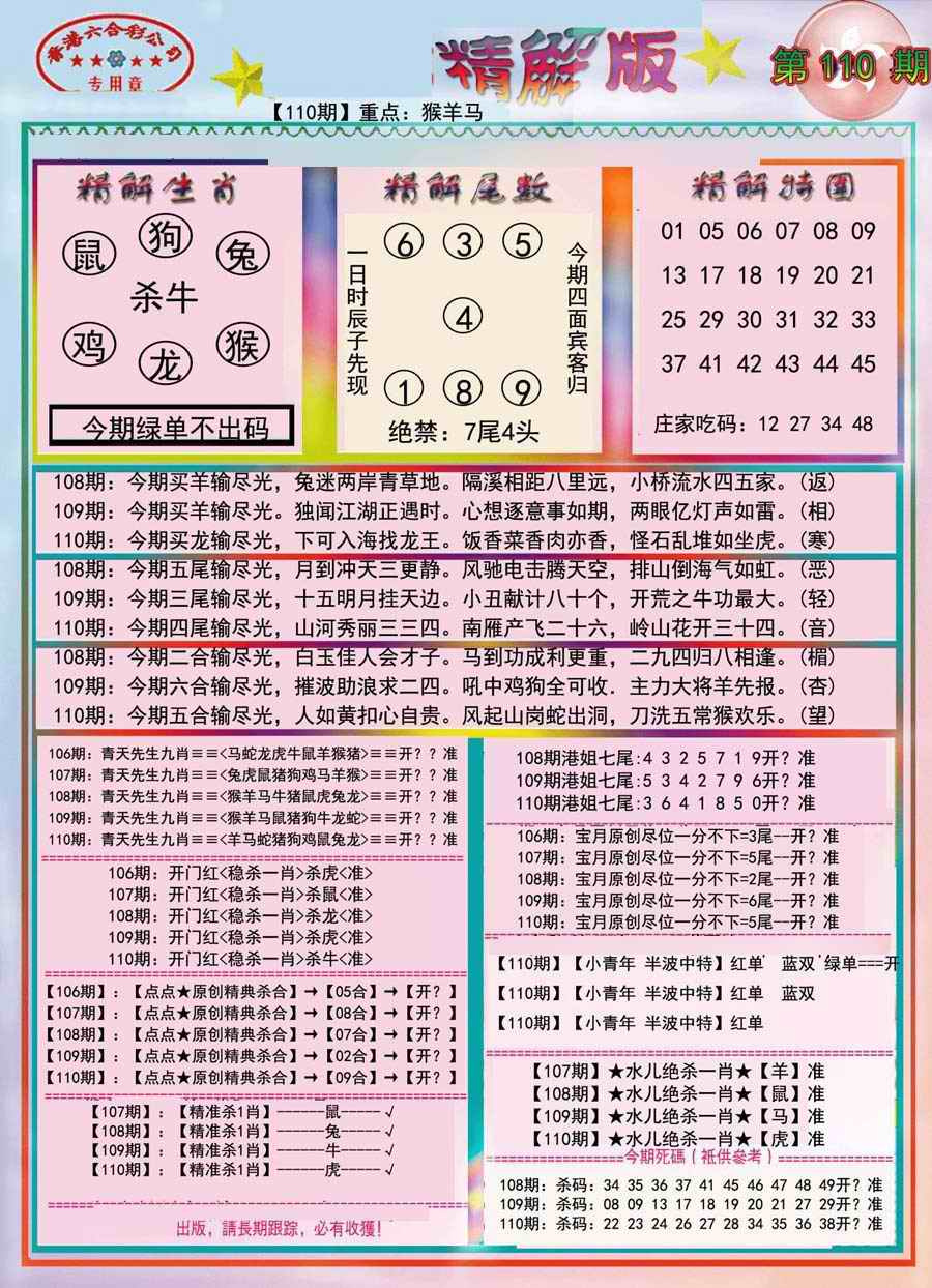 六合彩110期精解版-彩