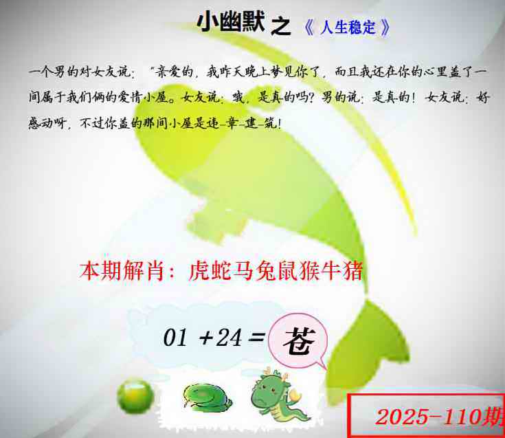 六合彩110期幽默玄机