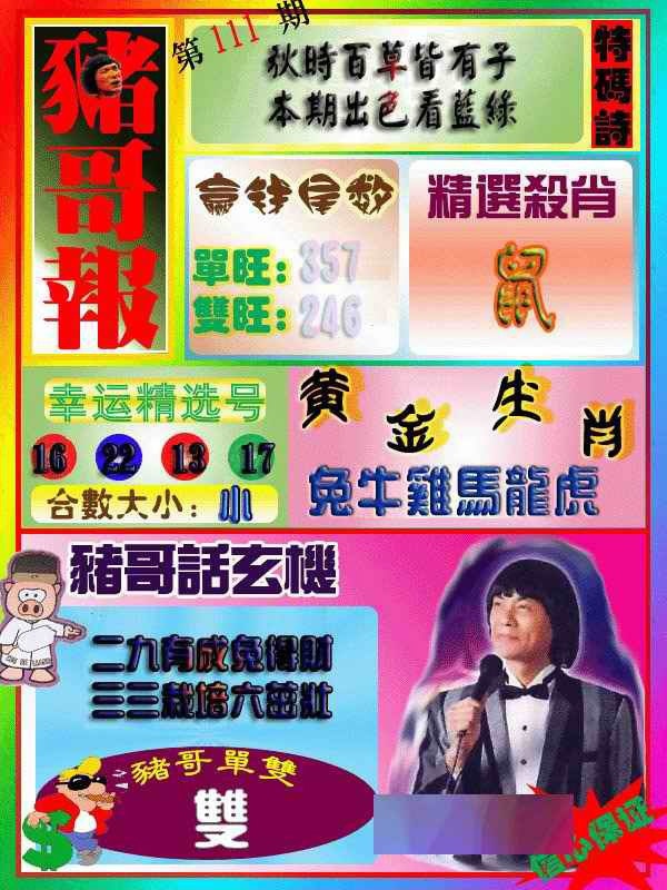 六合彩111期猪哥报