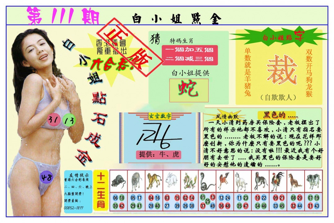 六合彩111期白小姐点金