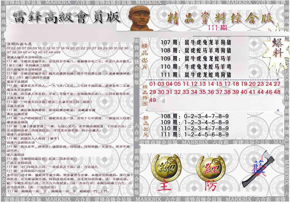 六合彩111期雷锋资料综合版