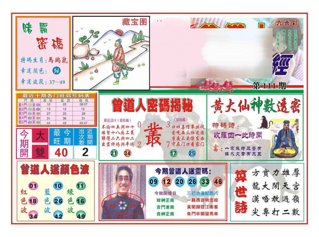 六合彩111期赢钱一经(新图)