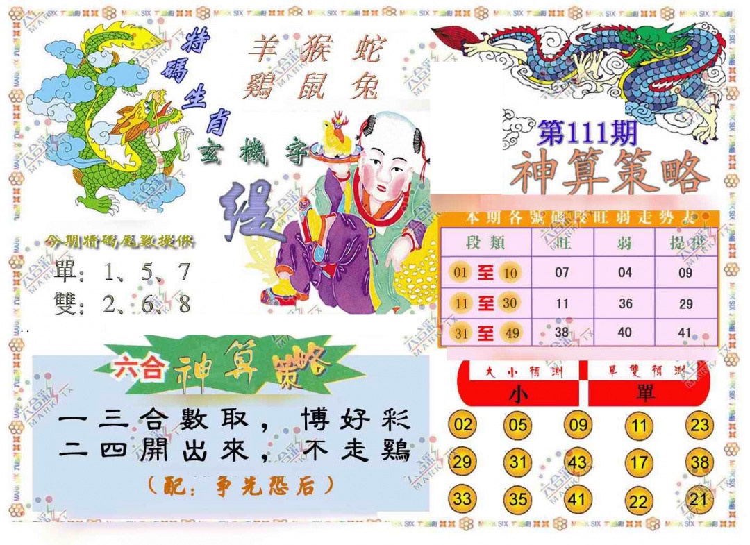 六合彩111期神算策略