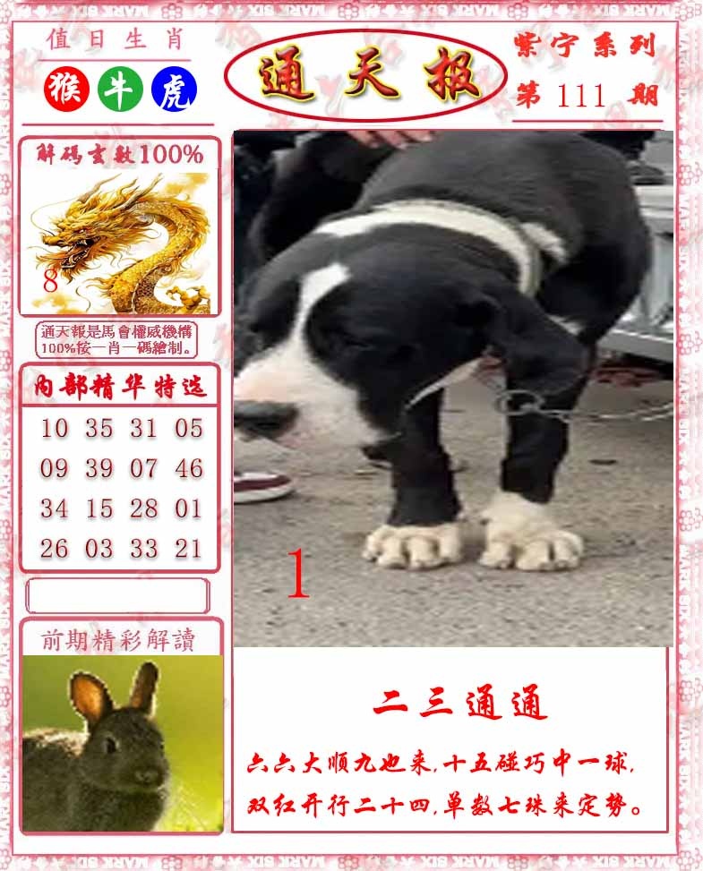 六合彩111期救通报