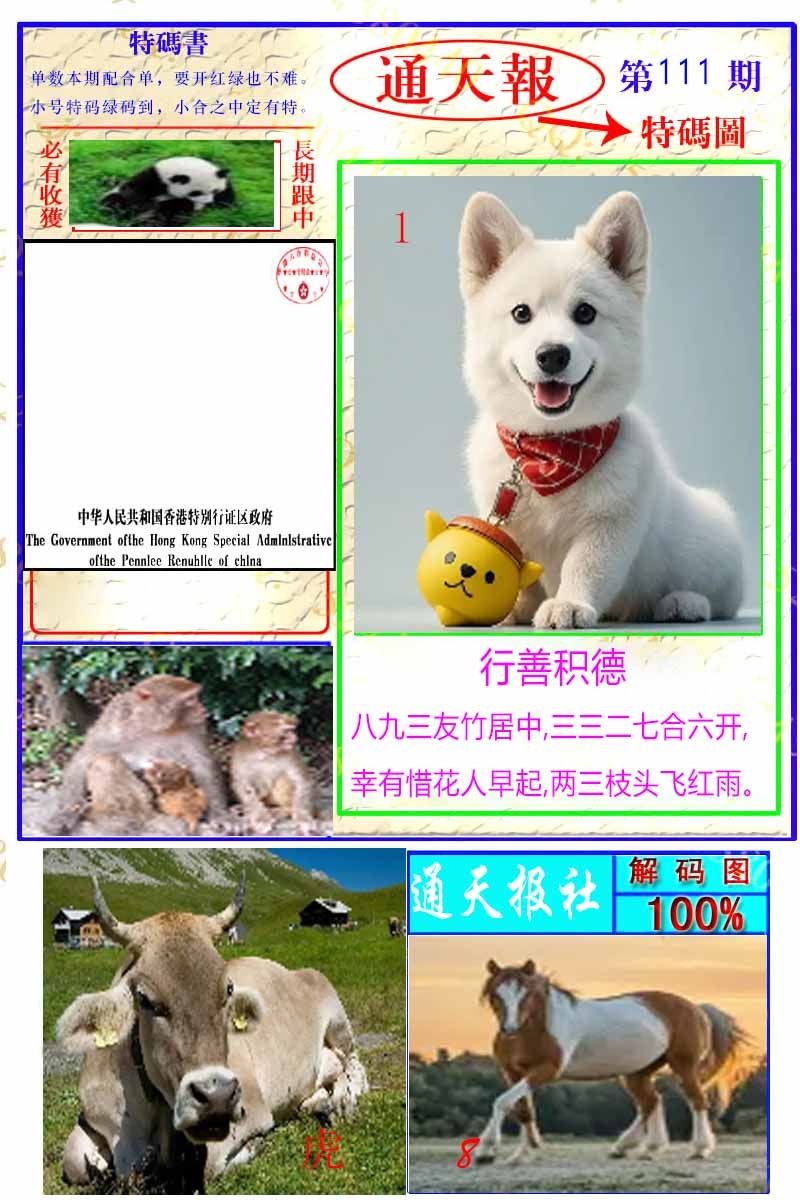 六合彩111期通天特解图