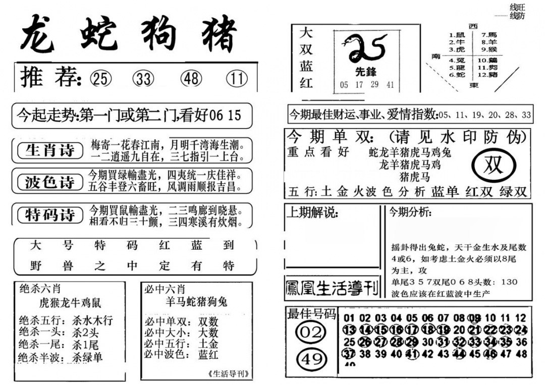 六合彩111期生活快报(新料)
