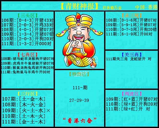 六合彩111期青财神报