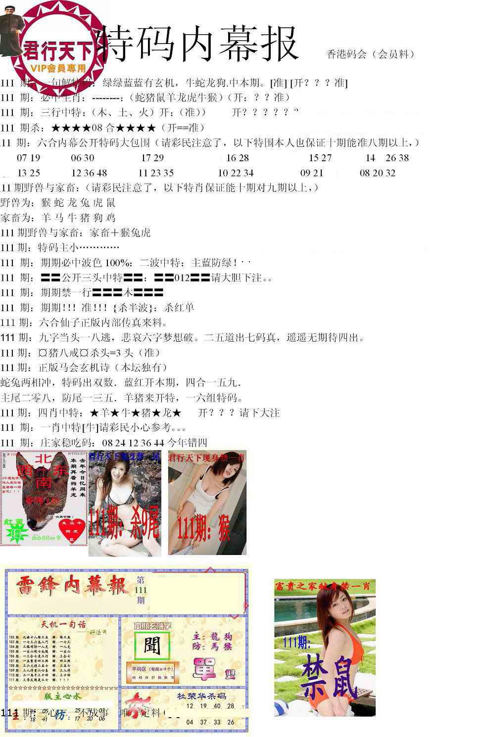 六合彩111期特码内幕报