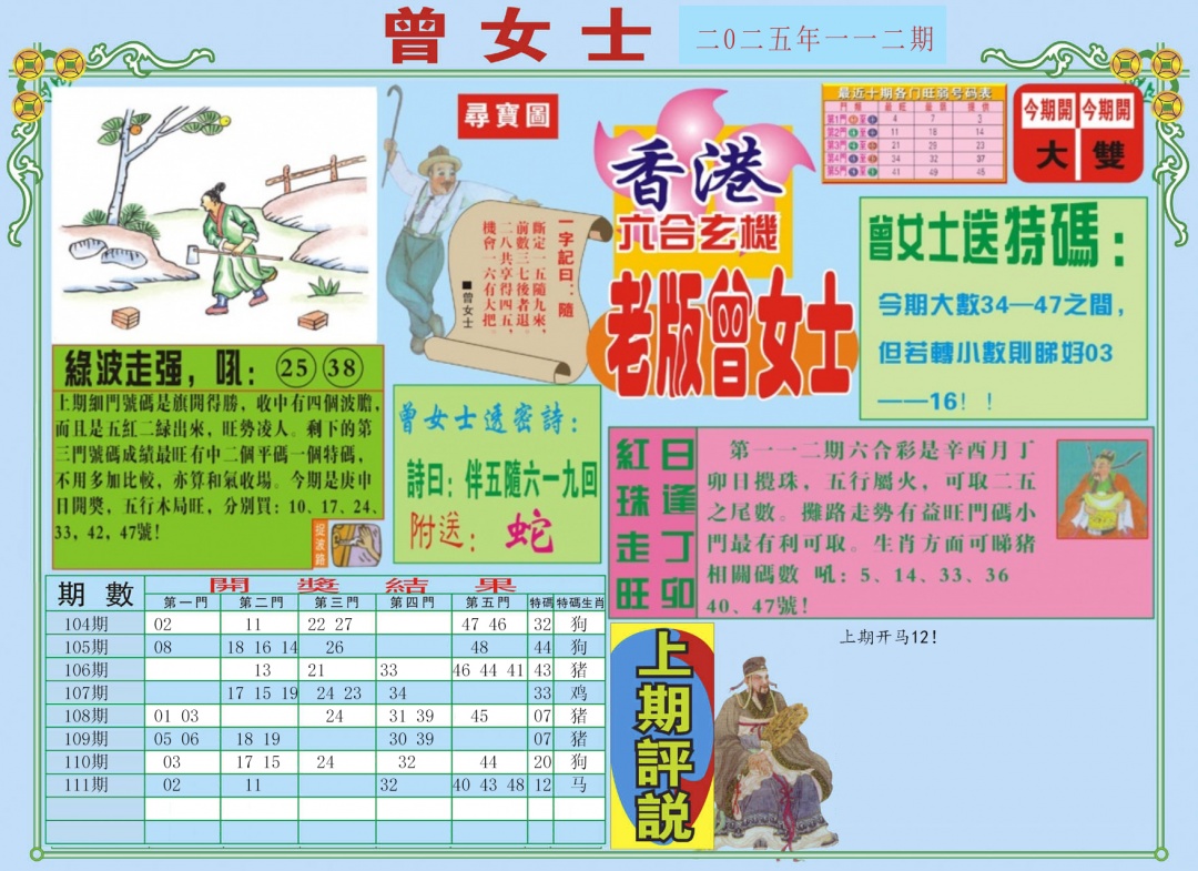 六合彩112期老版曾女士A