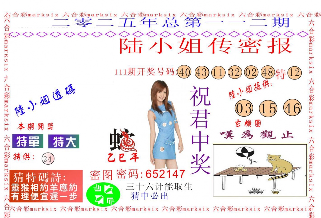 六合彩112期陆小姐传密A