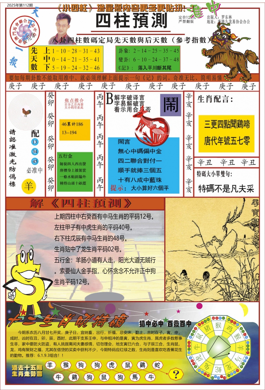 六合彩112期中四柱预测A