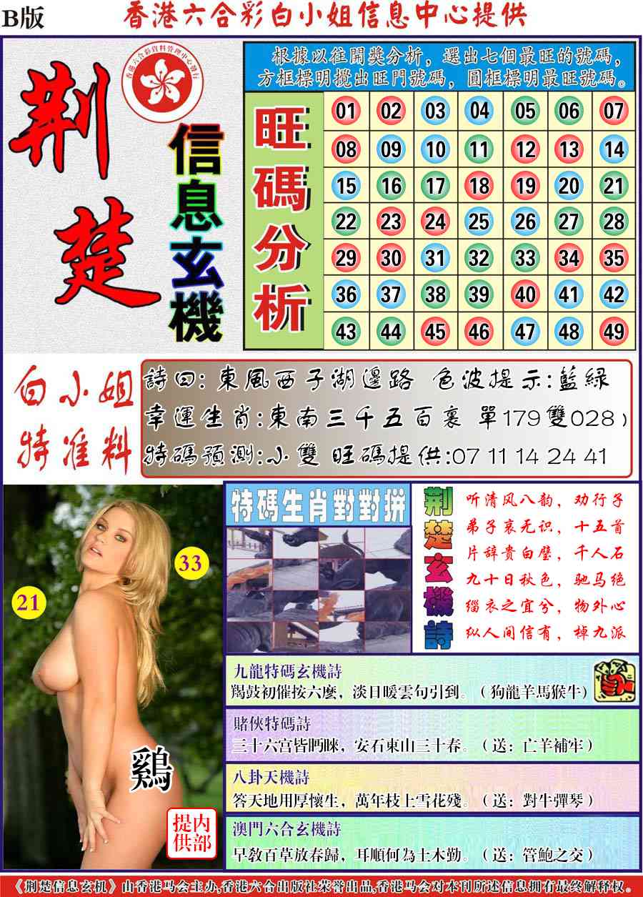 六合彩112期荆楚信息玄机B