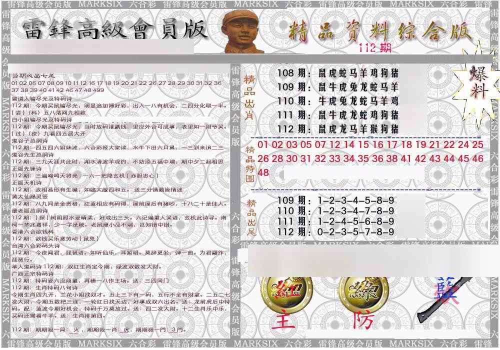 六合彩112期雷锋资料综合版