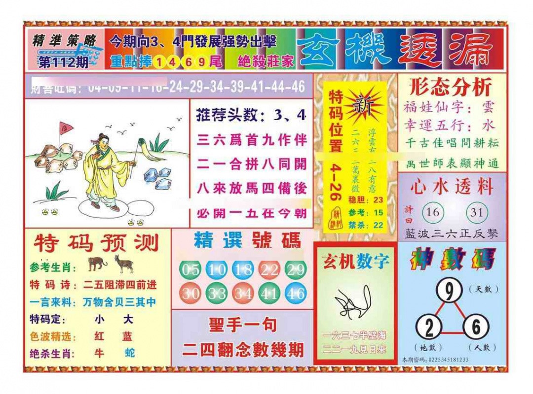 六合彩112期玄机透漏（新图）