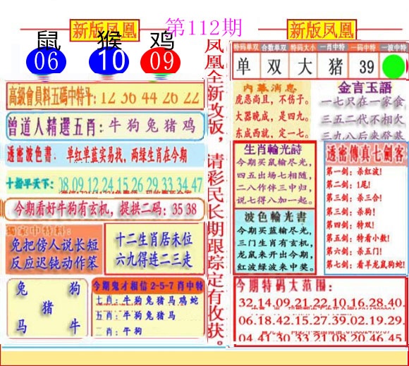 六合彩112期二代凤凰报