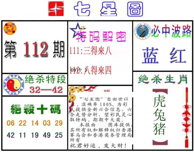 六合彩112期七星图B