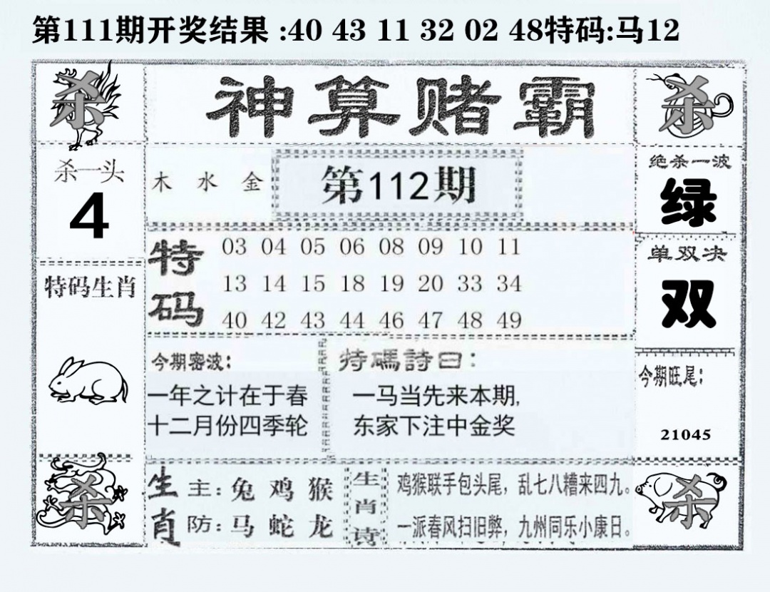 六合彩112期神算赌霸
