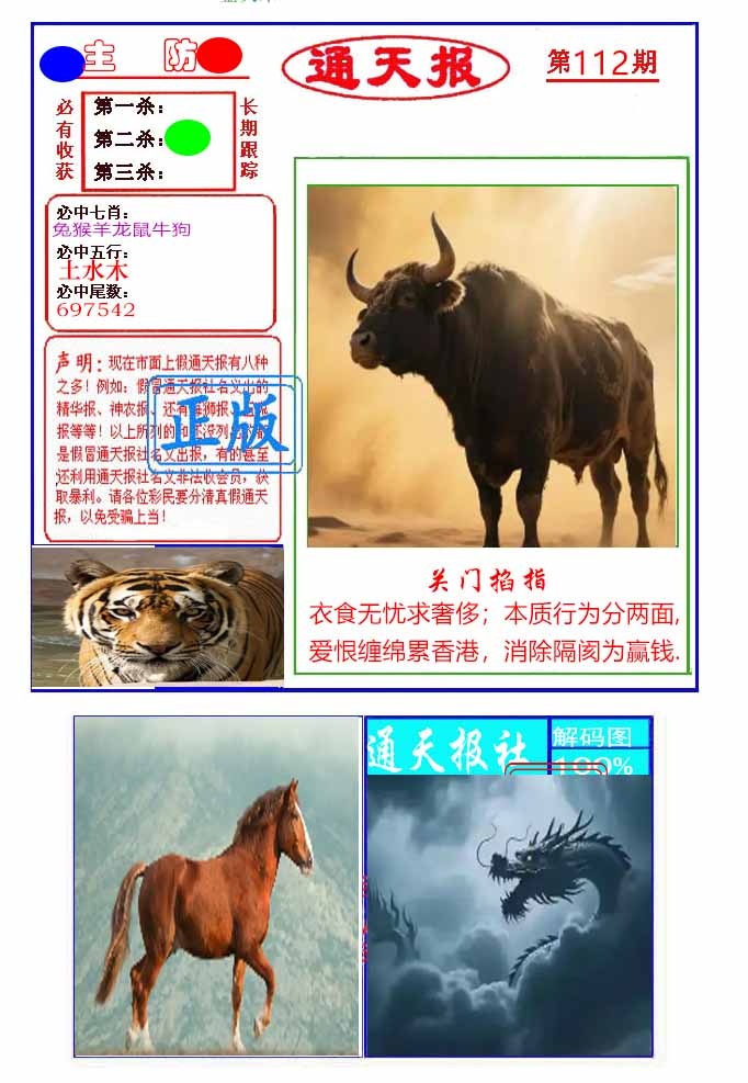 六合彩112期通天杀波图1