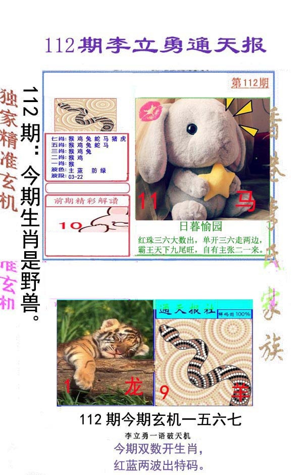 六合彩112期李立勇通天报