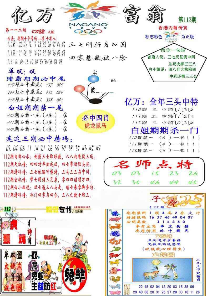 六合彩112期亿万富翁A