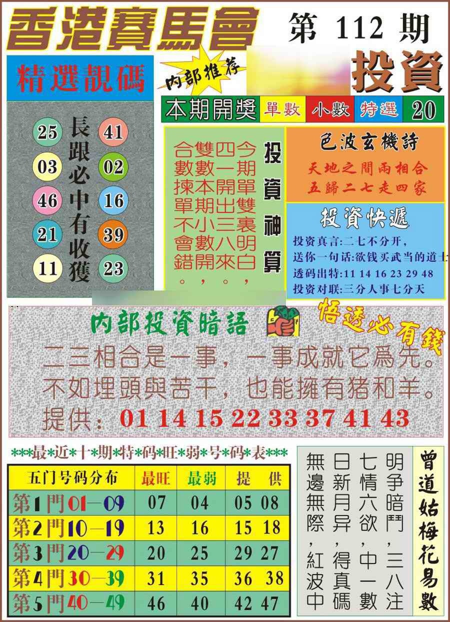 六合彩112期马经投资