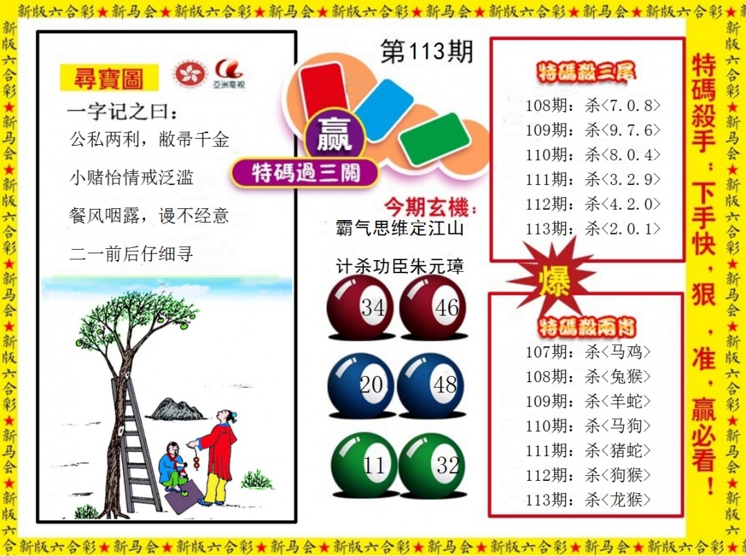 六合彩113期特码过三关