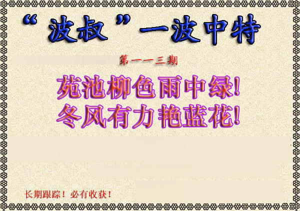 六合彩113期波叔一波中特
