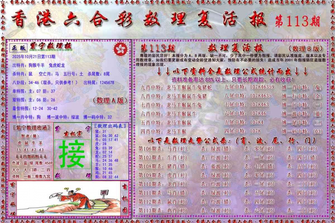 六合彩113期数理复活报