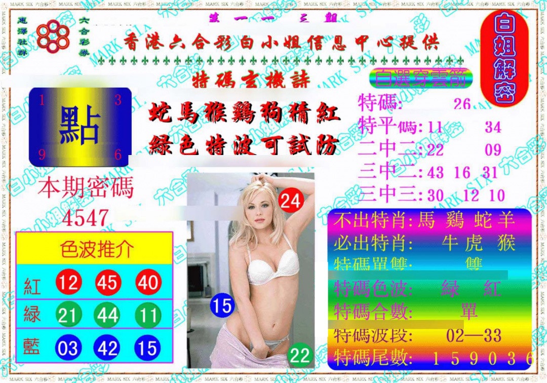 六合彩113期白姐解密《另版》