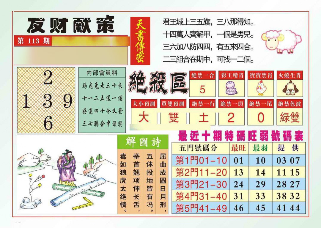 六合彩113期发财献策