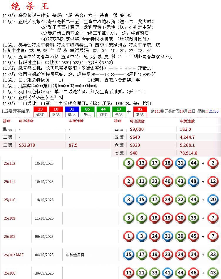 六合彩113期蓝天报B