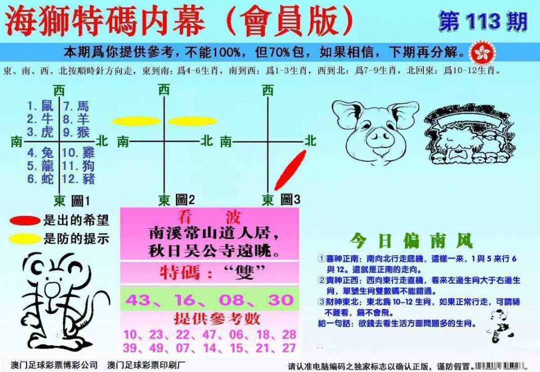 六合彩113期另版海狮特码内幕报