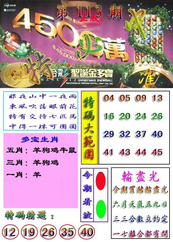六合彩113期特