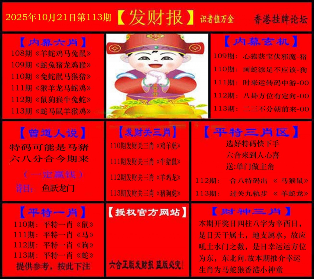 六合彩113期发财报
