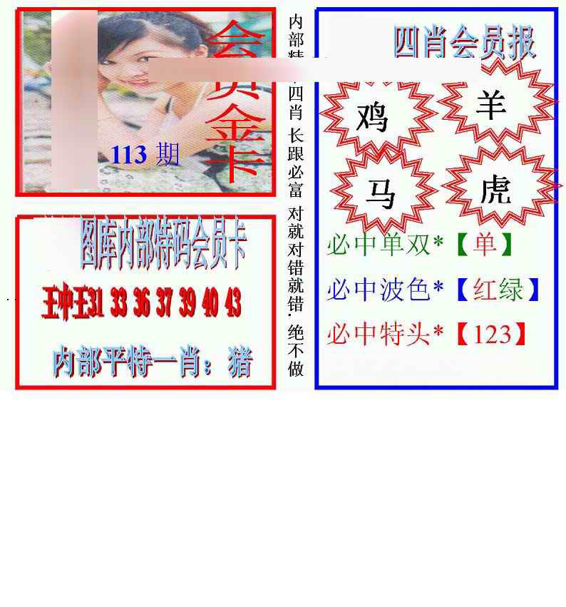 六合彩113期马经四肖会员报(新图)
