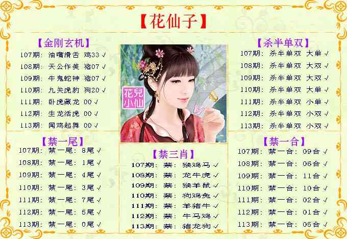 六合彩113期花仙子