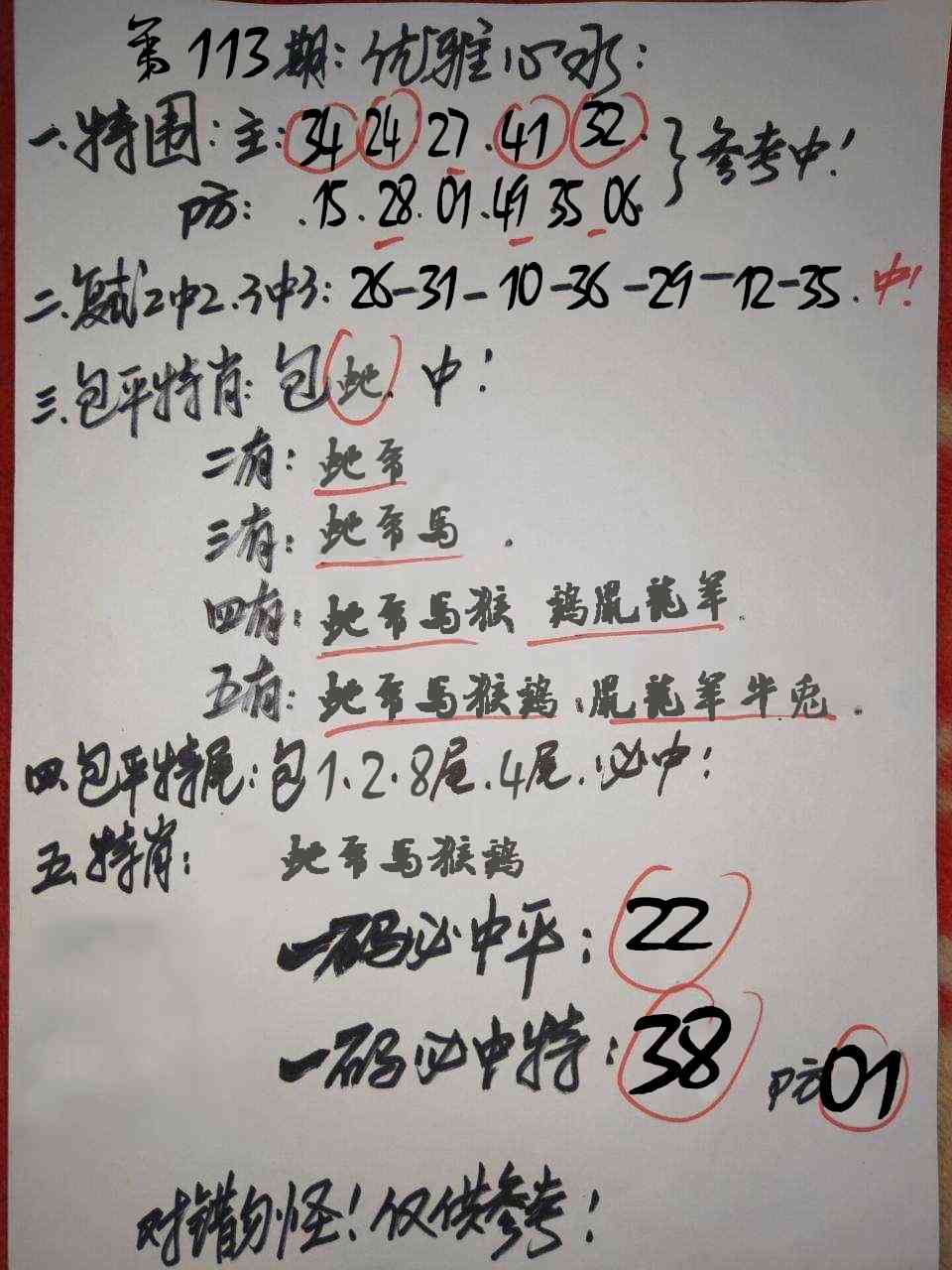 六合彩113期优雅心水