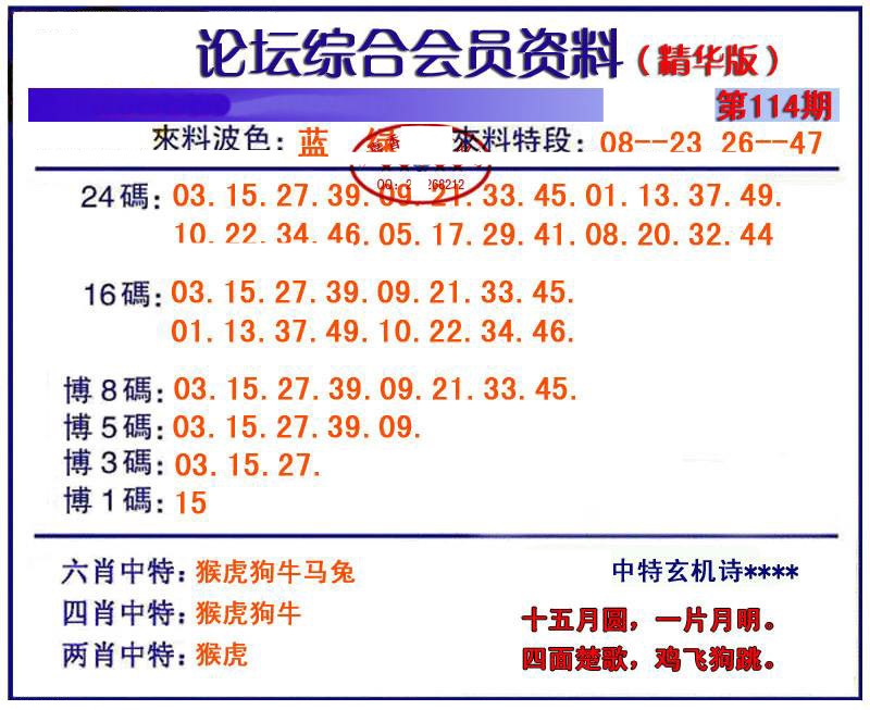 六合彩114期综合会员资料