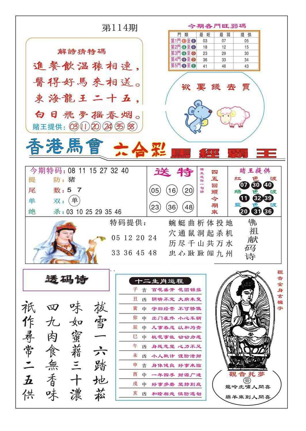 六合彩114期马经霸王