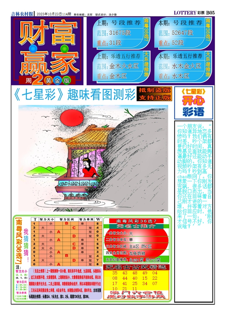 六合彩114期七星彩图(高清)A
