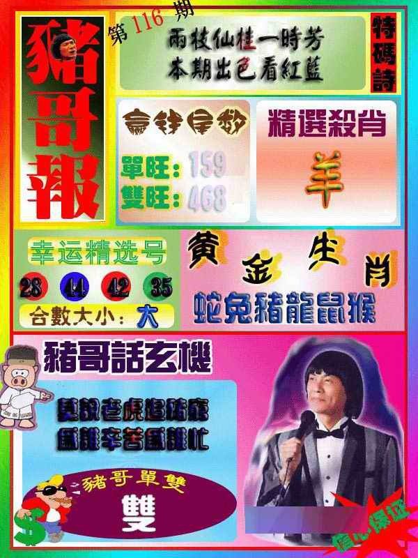六合彩116期猪哥报