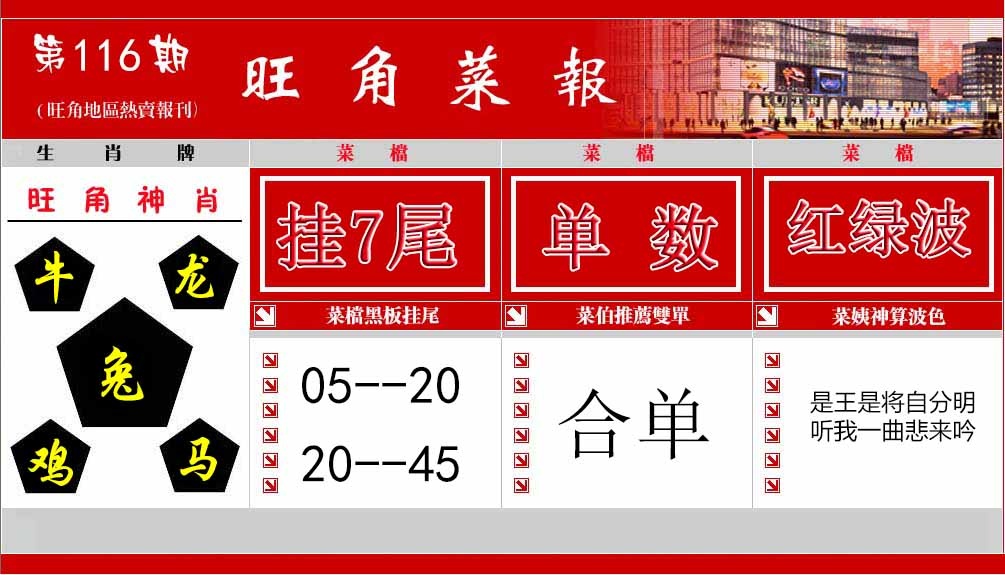 六合彩116期旺角菜报