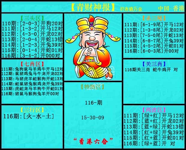 六合彩116期青财神报