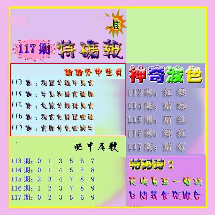 六合彩117期生财有道特码报